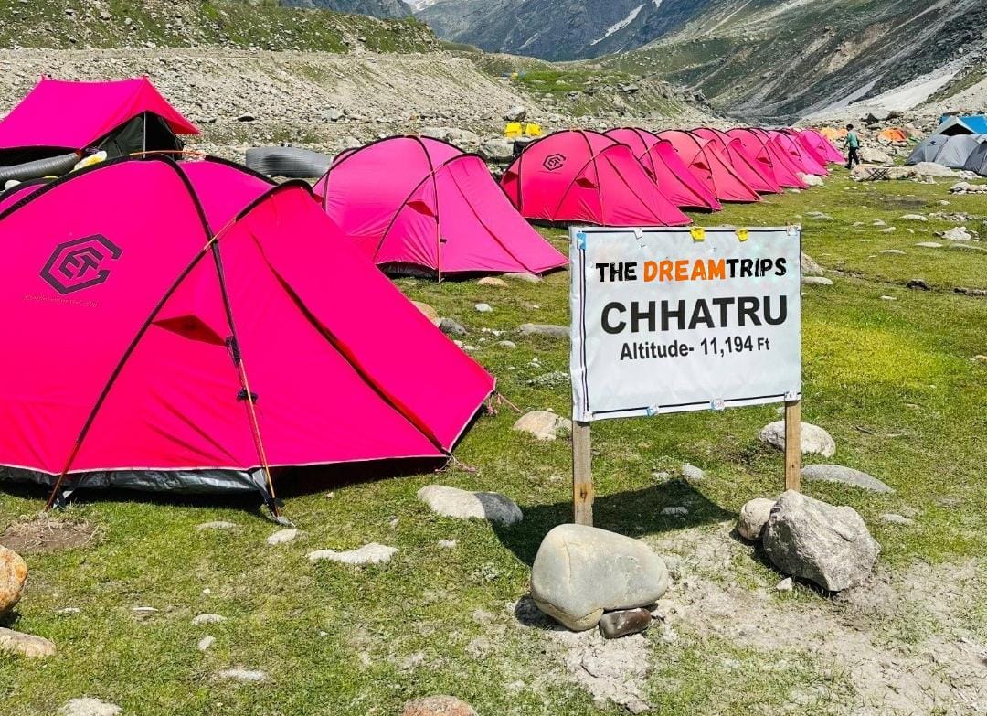 Chatru campsite of Dream trips ehich is the last campsite of Hampta pass trek